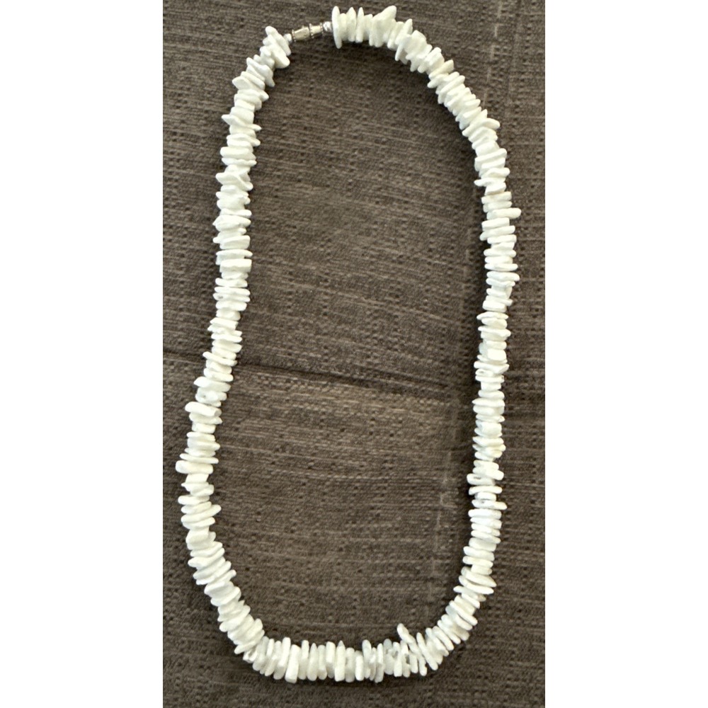 Hawaiian‎ Jewelry White / Baby Blue Puka Shell Necklace 20 Inches Barrel Clasp